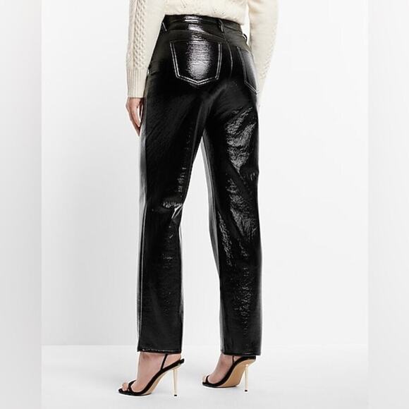 NWT Super High Waisted Faux Patent Leather Modern Straight Pant Size 8R - Picture 5 of 11